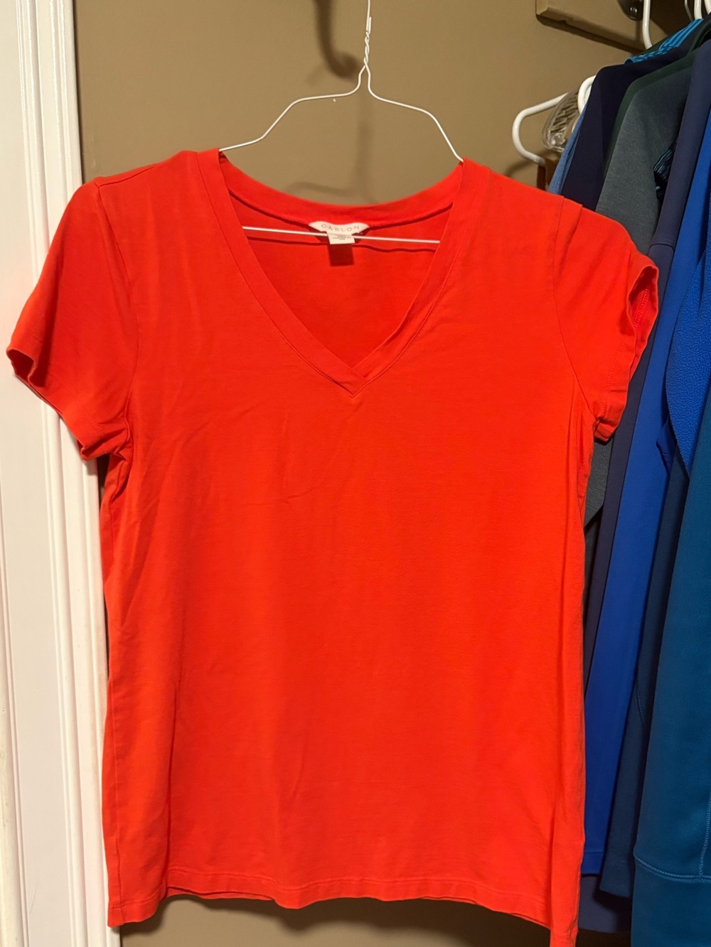 Caslon Bright Red V-Neck Short Sleeve Tee